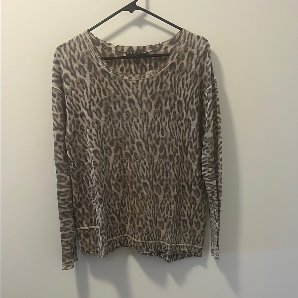 Generation Love Leopard Print Long Sleeve Top - Brown and Cream